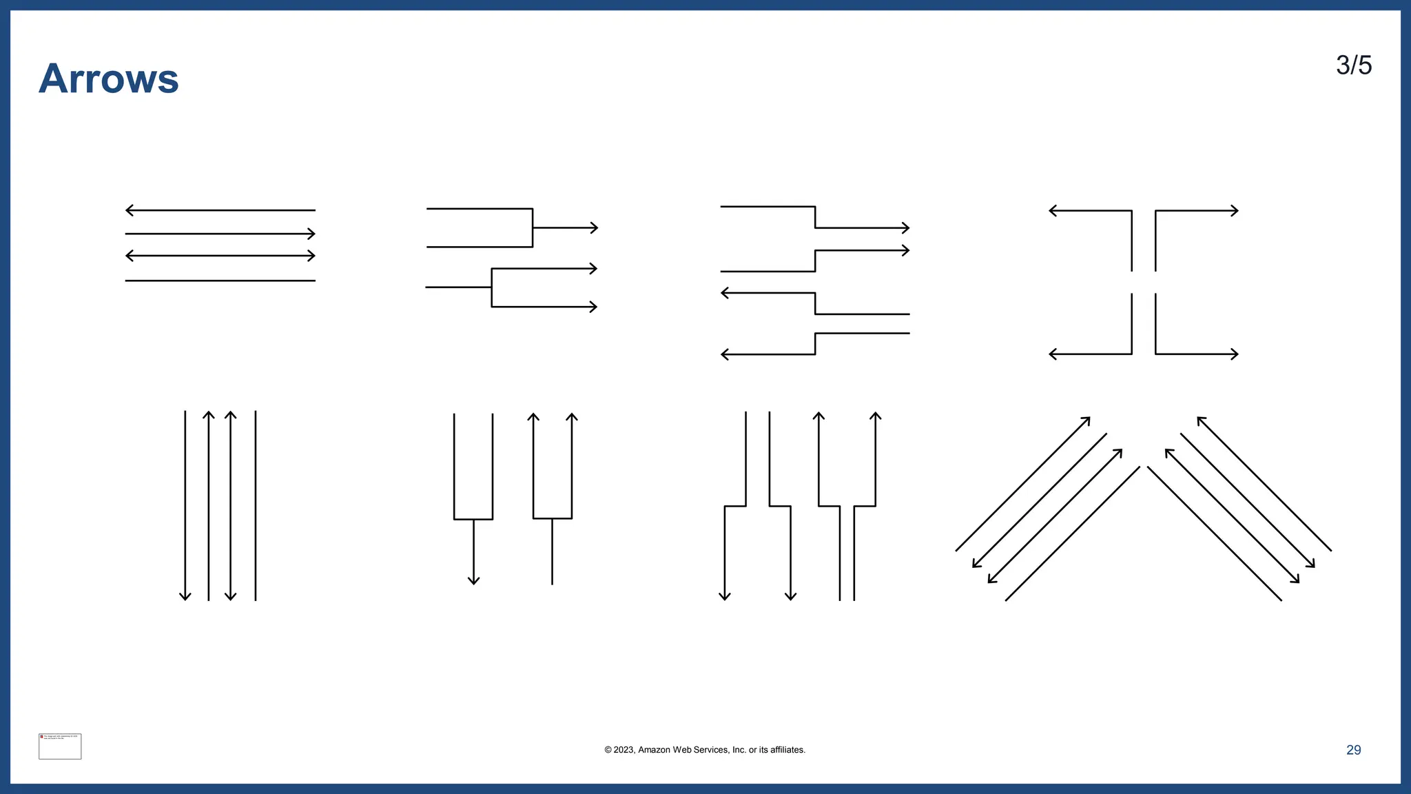 Arrows 3/5
29
© 2023, Amazon Web Services, Inc. or its affiliates.
 
