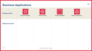 Service Icons
Resource Icons
Business Applications 1/4
Alexa for Business Amazon Chime Amazon WorkMail Amazon Honeycode
46
© 2023, Amazon Web Services, Inc. or its affiliates.
 