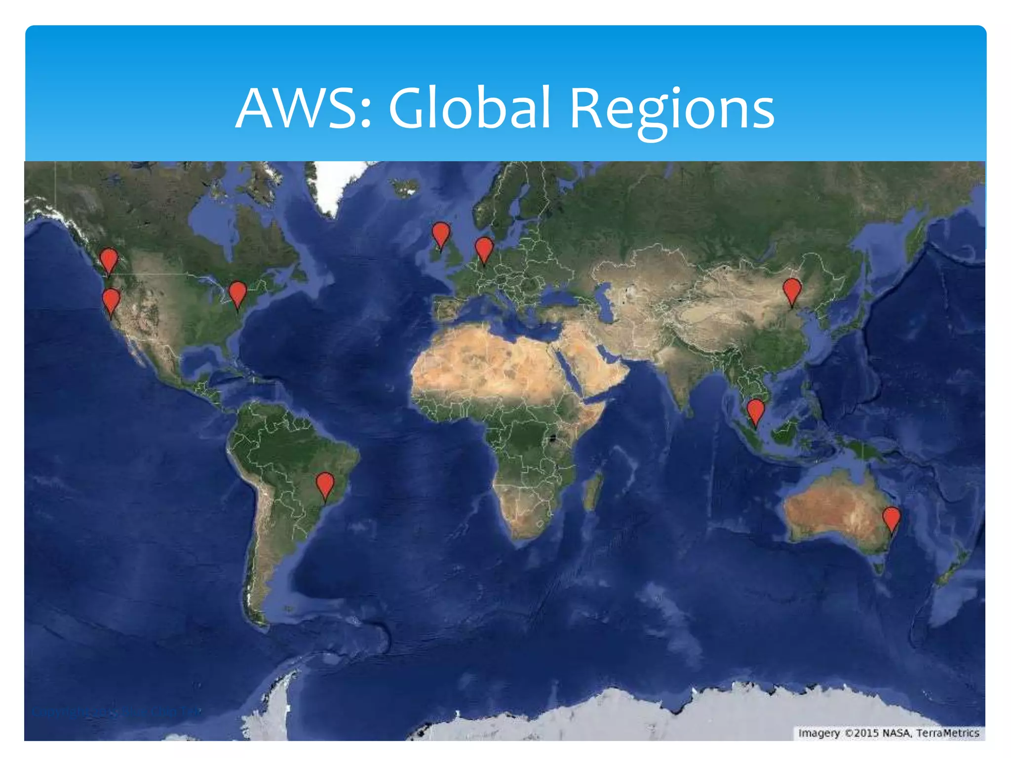 AWS: Global Regions
Copyright 2015 Blue Chip Tek
 