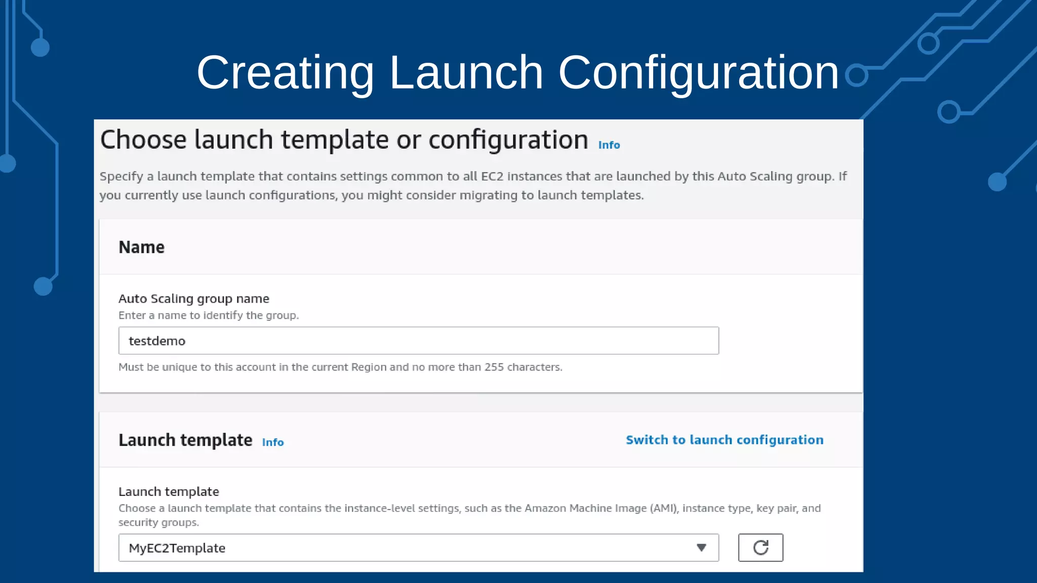 Creating Launch Configuration
 