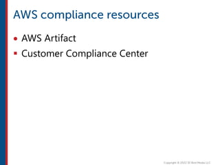  AWS Artifact
 Customer Compliance Center
 