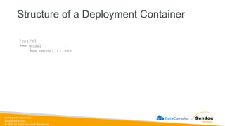 sundog-education.com
datacumulus.com
© 2024 All Rights Reserved Worldwide
Structure of a Deployment Container
/opt/ml
└── model
└── <model files>
 