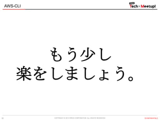 COPYRIGHT © 2013 IPROS CORPORATION. ALL RIGHTS RESERVED. 【CONFIDENTIAL】
AWS-CLI
20
もう少し
楽をしましょう。
 