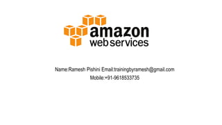 Name:Ramesh Pishini Email:trainingbyramesh@gmail.com
Mobile:+91-9618533735
 