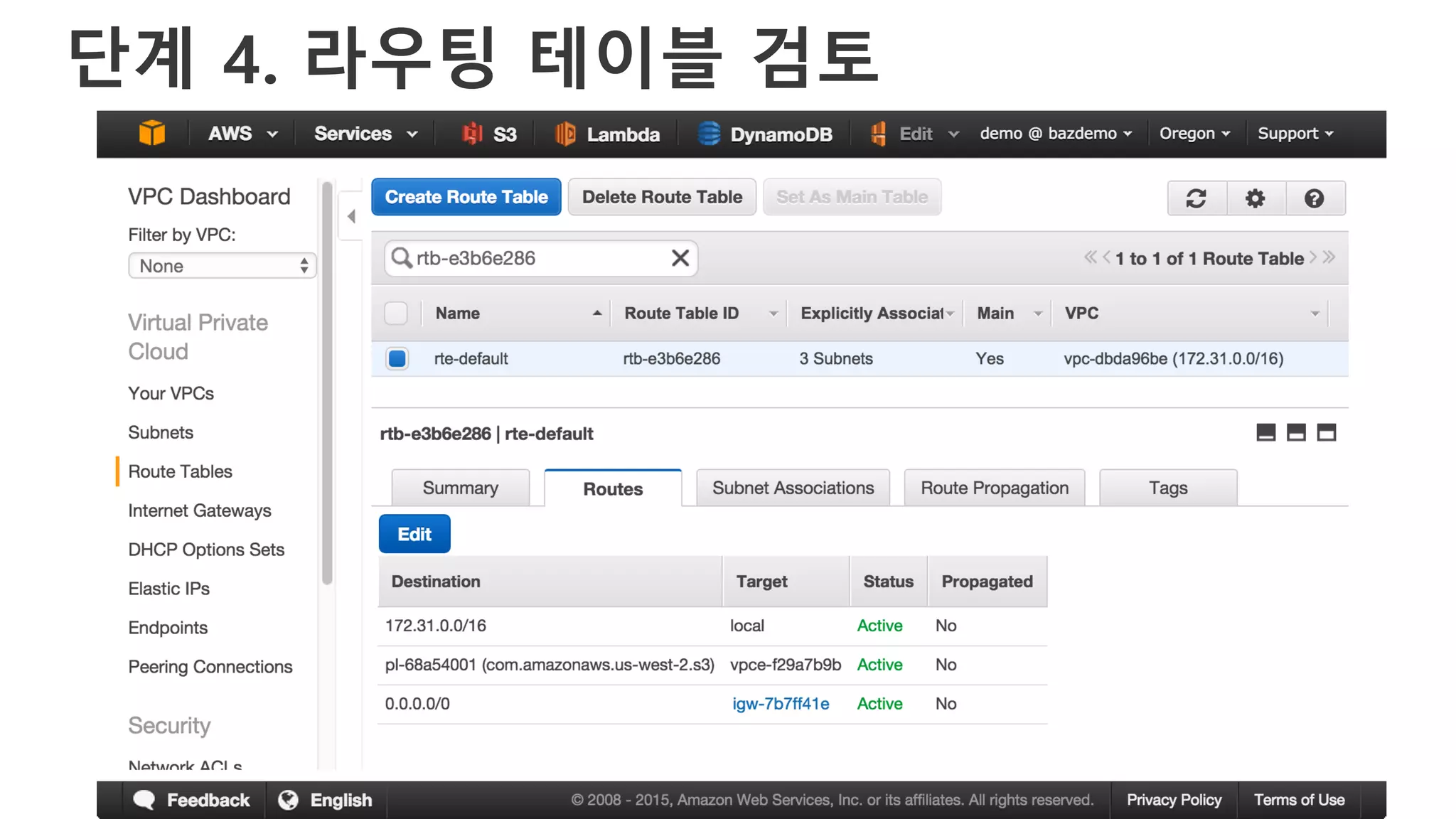 단계 4. 라우팅 테이블 검토
 
