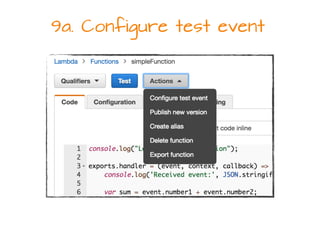 9a. Configure test event
 