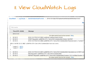 11. View CloudWatch Logs
 