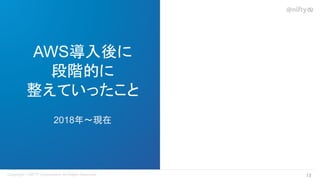 AWS導入後に
段階的に
整えていったこと
2018年～現在
13 
 