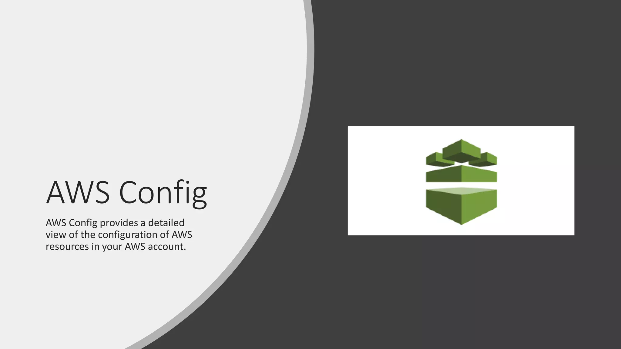 AWS Config
AWS Config provides a detailed
view of the configuration of AWS
resources in your AWS account.
 