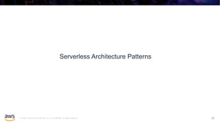 © 2020, Amazon Web Services, Inc. or its affiliates. All rights reserved.
Serverless Architecture Patterns
38
 