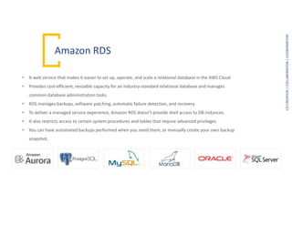 CO-CREATION
|
COLLABORATION
|
COORDINATION
Amazon S3
• Amazon S3 (Simple Storage Service) is object storage built to store...