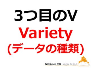 3つ目のV
Variety
(データの種類)
 