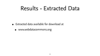Results - Extracted Data

•   Extracted data available for download at

    •   www.webdatacommons.org




                                11
 