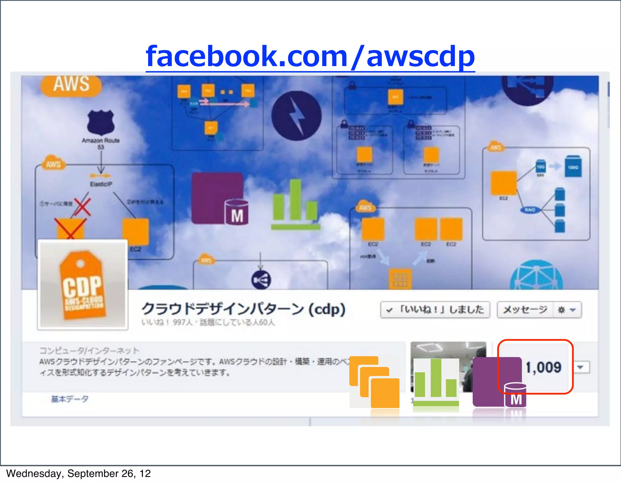 facebook.com/awscdp




Wednesday, September 26, 12
 