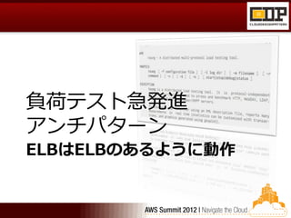 負荷テスト急発進
アンチパターン
ELBはELBのあるように動作
 