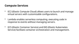 "AWS is a secure cloud platform offering compute power, database ...