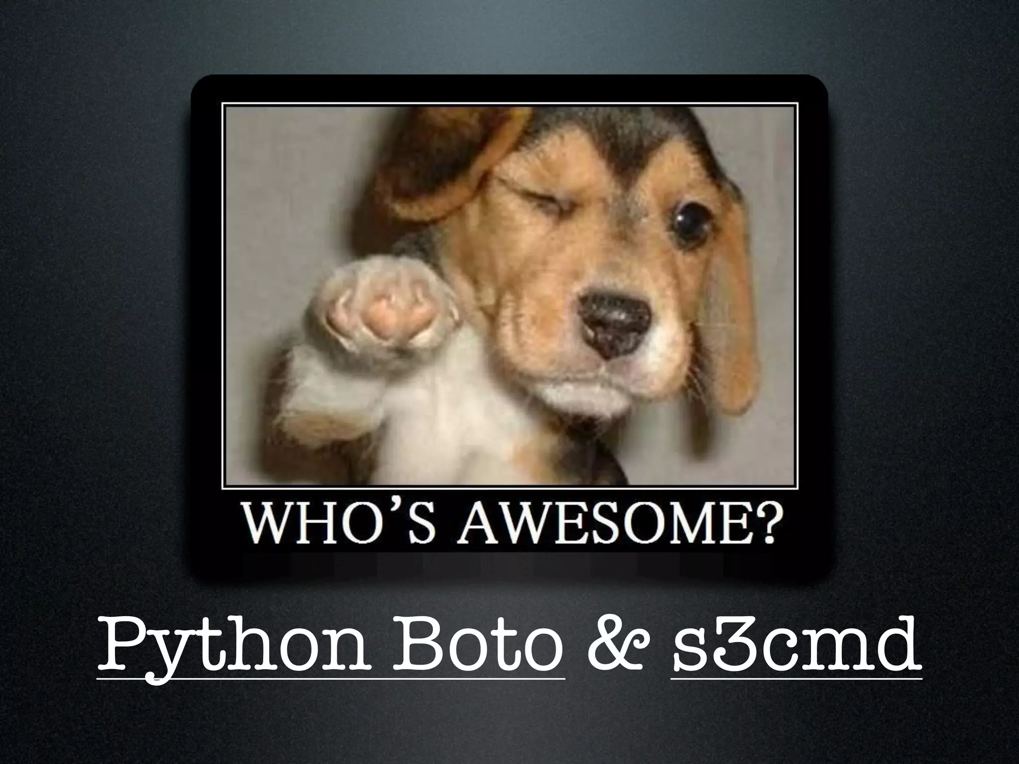Python Boto & s3cmd
 