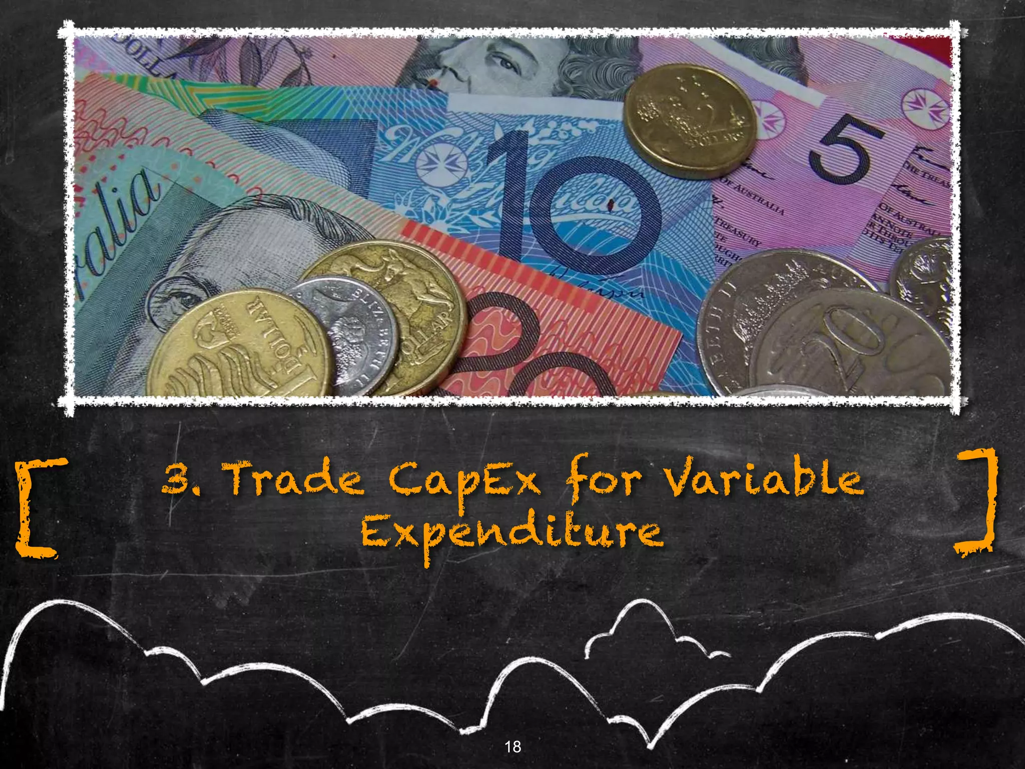 18
3. Trade CapEx for Variable
Expenditure[ ]
18
 