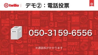 Copyright (C) KDDI Web Communications Inc.All Rights Reserved 8
デモ②：電話投票
050-3159-6556
※通話料がかかります
 