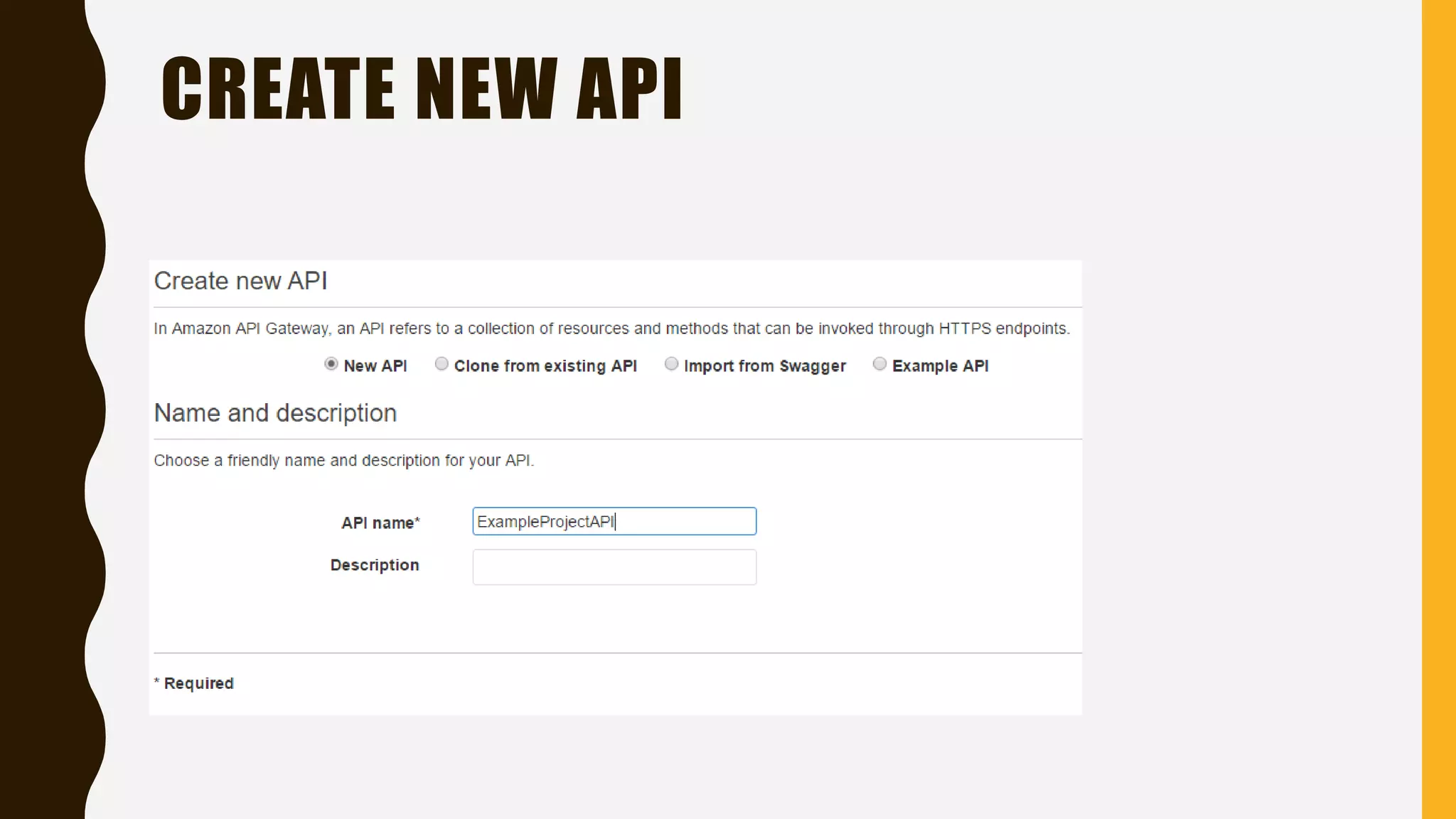 CREATE NEW API 