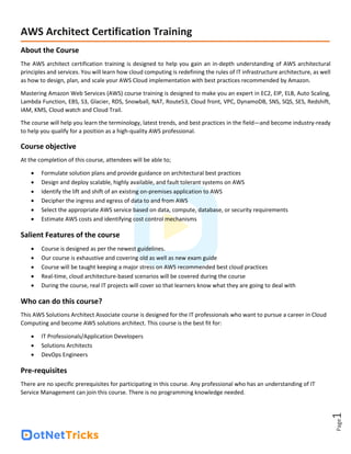 Aws architect certification training -Dot Net Tricks | PDF