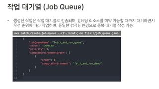 ) ( (
• ,
aws batch create-job-queue --cli-input-json file://job_queue.json
 