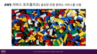 © 2018, Amazon Web Services, Inc. or its affiliates. All rights reserved.
AWS 서비스 포트폴리오: 필요한 만큼 원하는 서비스를 사용
 