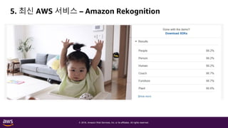 © 2018, Amazon Web Services, Inc. or its affiliates. All rights reserved.
5. 최신 AWS 서비스 – Amazon Rekognition
 