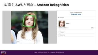 © 2018, Amazon Web Services, Inc. or its affiliates. All rights reserved.
5. 최신 AWS 서비스 – Amazon Rekognition
 
