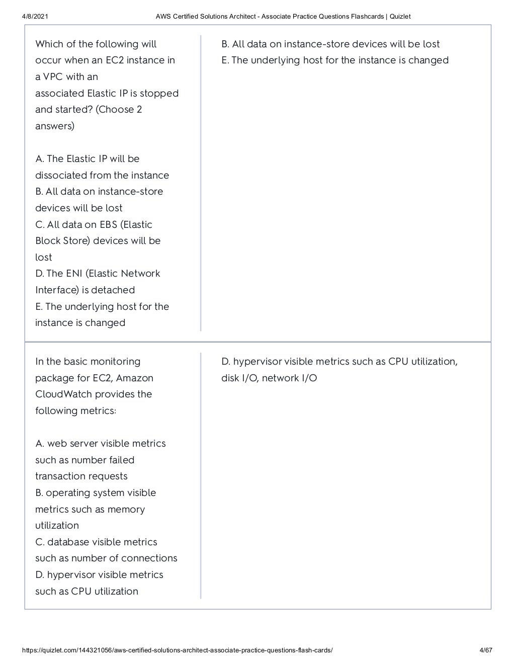 AWS Certified Solutions Architect - Associate Practice Questions Flas…