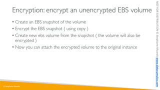 © Stephane Maarek
NOT
FOR
DISTRIBUTION
©
Stephane
Maarek
www.datacumulus.com
Encryption: encrypt an unencrypted EBS volume...