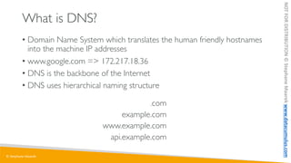 © Stephane Maarek
NOT
FOR
DISTRIBUTION
©
Stephane
Maarek
www.datacumulus.com
What is DNS?
• Domain Name System which trans...