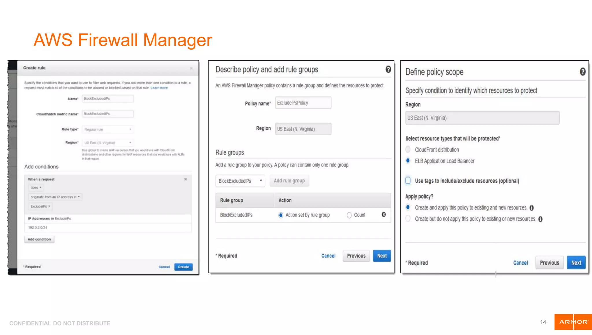 CONFIDENTIAL DO NOT DISTRIBUTE
AWS Firewall Manager
14
 