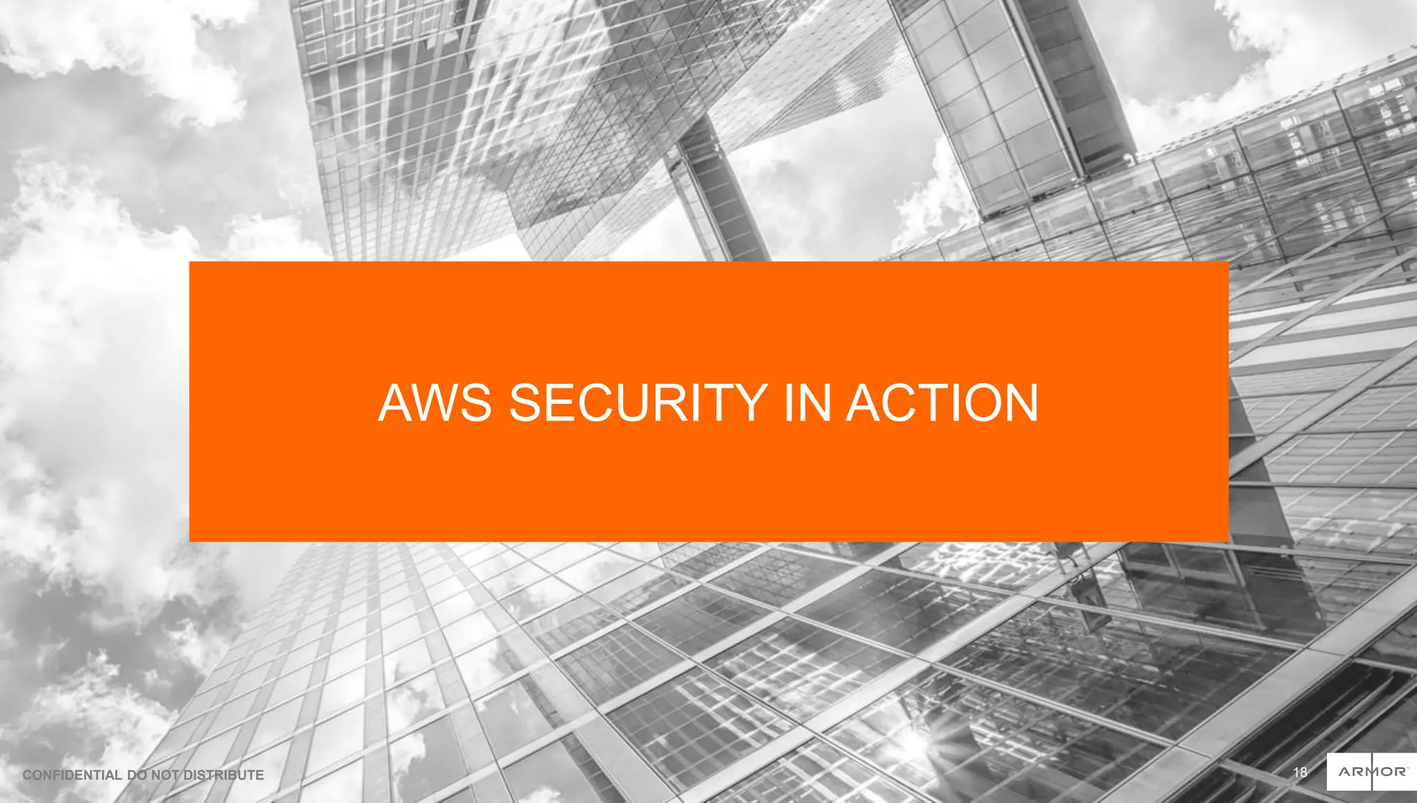 CONFIDENTIAL DO NOT DISTRIBUTE
AWS SECURITY IN ACTION
18
 