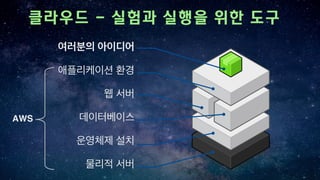 클라우드 - 실험과 실행을 위한 도구
AWS
 