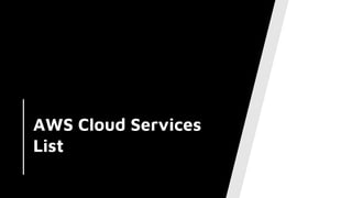 AWS Cloud Services
List
 