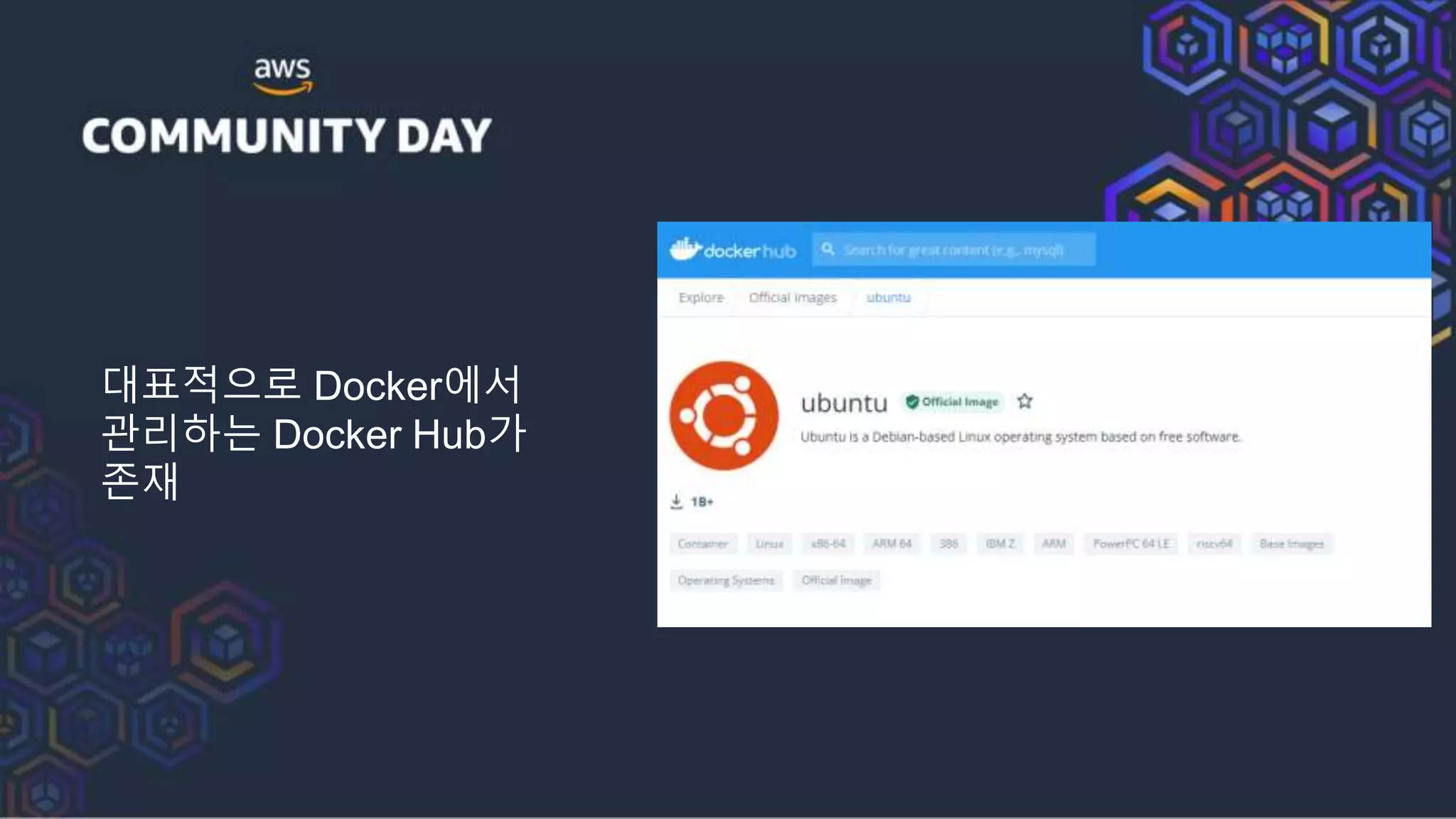 대표적으로 Docker에서
관리하는 Docker Hub가
존재
 