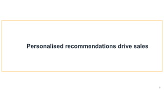 !9
Personalised recommendations drive sales
 