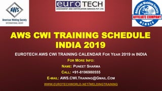 Aws cwi training schedule 2019 | PPT