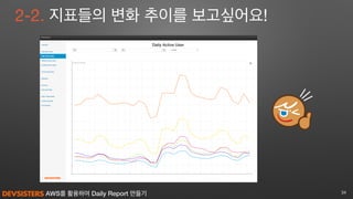 AWS를 활용하여 Daily Report 만들기
2-2. 지표들의 변화 추이를 보고싶어요!
34
 