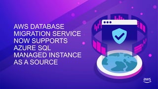 AWS DATABASE
MIGRATION SERVICE
NOW SUPPORTS
AZURE SQL
MANAGED INSTANCE
AS A SOURCE
 