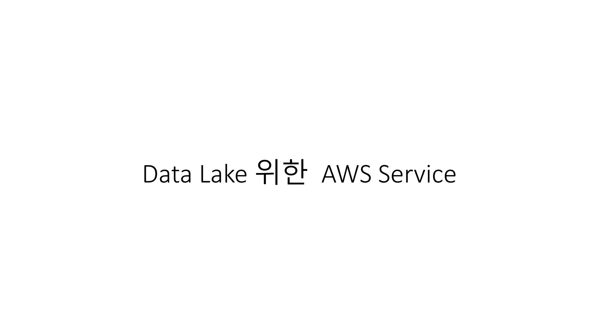 Data Lake 위한 AWS Service
 