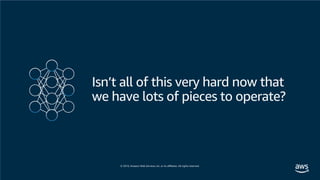 © 2019, Amazon Web Services, Inc. or its affiliates. All rights reserved.
Isn’t all of this very hard now that
we have lots of pieces to operate?
 