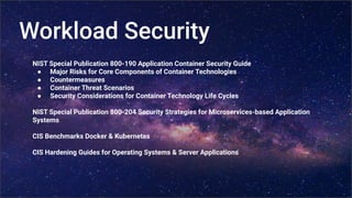 Workload Security
NIST Special Publication 800-190 Application Container Security Guide
● Major Risks for Core Components ...