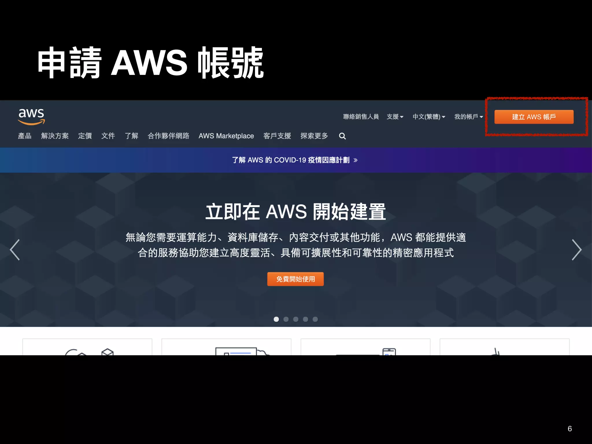 申請 AWS 帳號
6
 