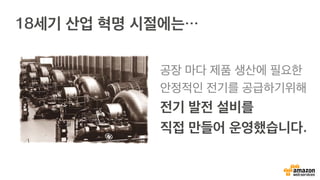 18세기 산업 혁명 시절에는…
공장 마다 제품 생산에 필요한
안정적인 전기를 공급하기위해
전기 발전 설비를
직접 만들어 운영했습니다.
 