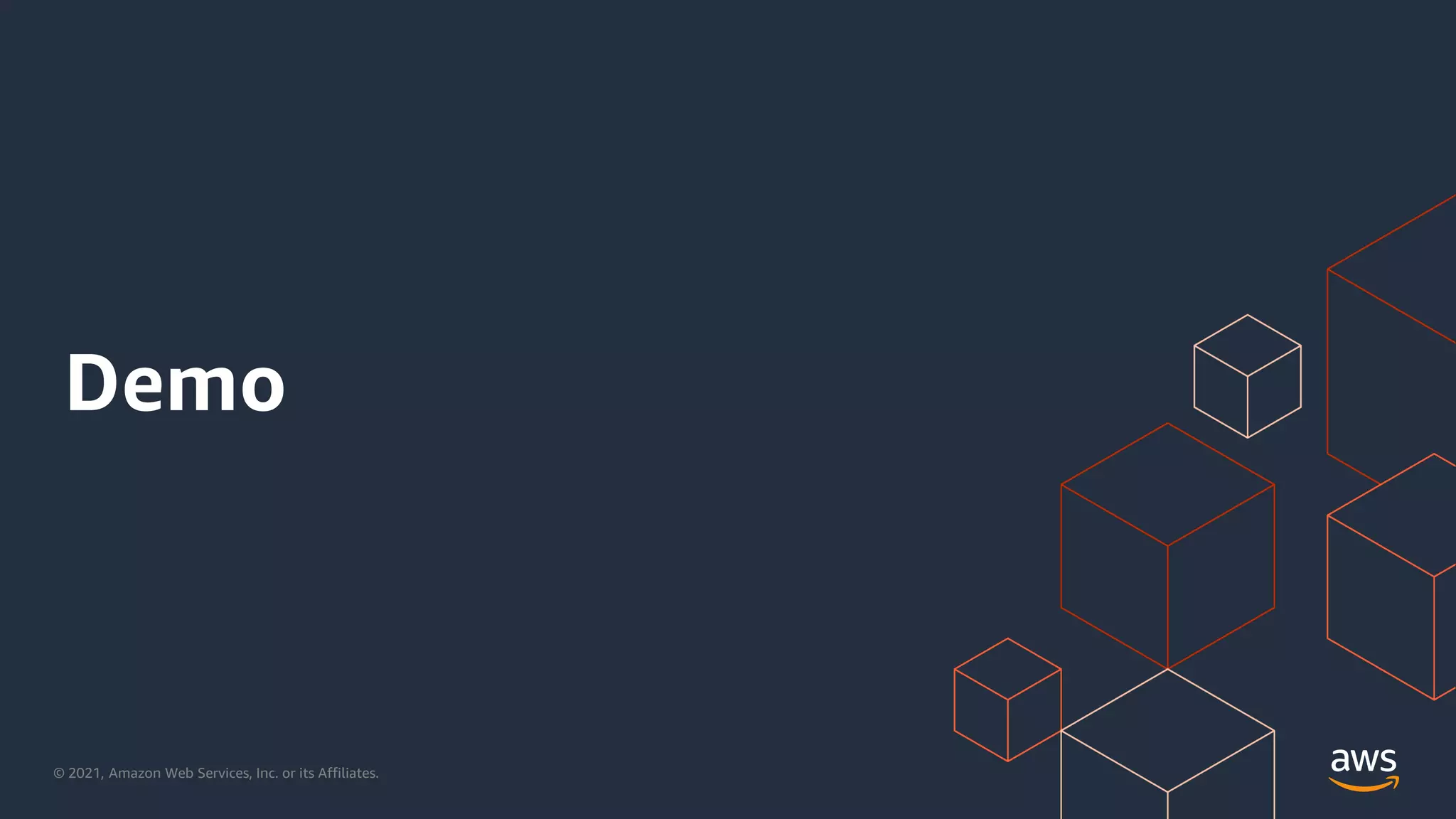 © 2021, Amazon Web Services, Inc. or its Affiliates.
Demo
 