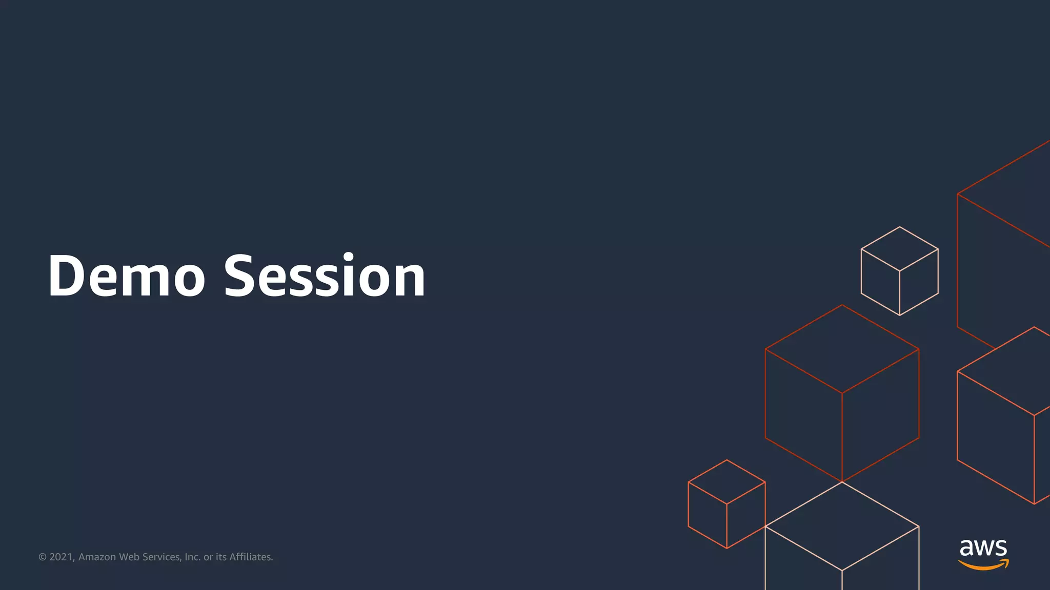 © 2021, Amazon Web Services, Inc. or its Affiliates.
Demo Session
 