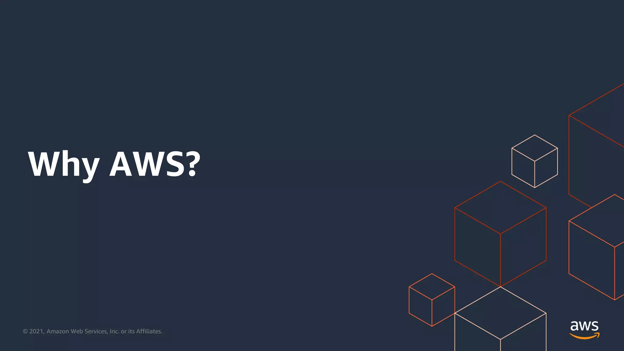 © 2021, Amazon Web Services, Inc. or its Affiliates.
Why AWS?
 