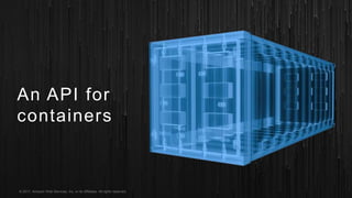 © 2017, Amazon Web Services, Inc. or its Affiliates. All rights reserved.
An API for
containers
 